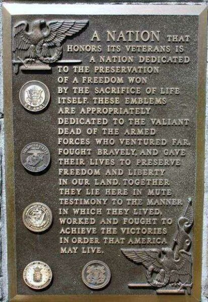 MOUNT VERNON VETERANS MEMORIAL PLAQUE