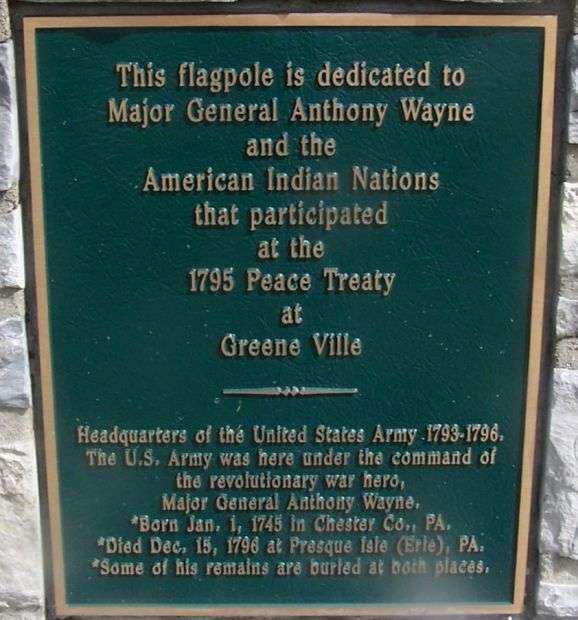 MAJOR GENERAL ANTHONY WAYNE MEMORIAL FLAGPOLE PLAQUE