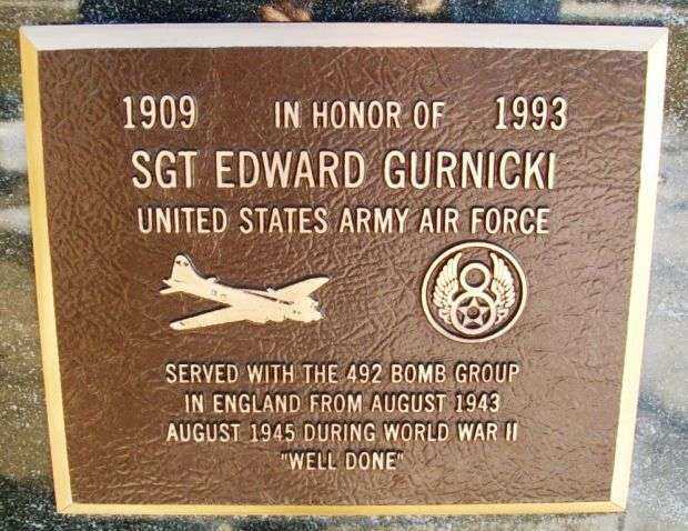 SGT EDWARD GURNICKI WAR MEMORIAL PLAQUE