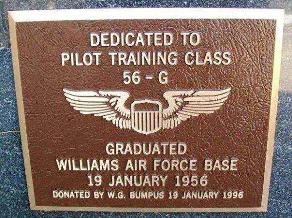 PILOT TRAINING CLASS 56-G MEMORIAL PLAQUE