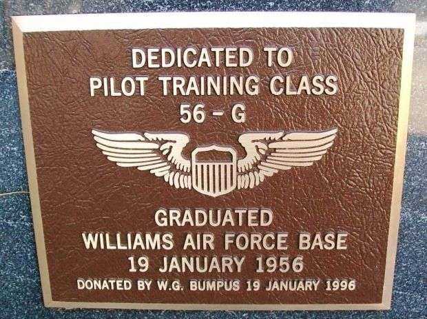 PILOT TRAINING CLASS 56-G MEMORIAL PLAQUE