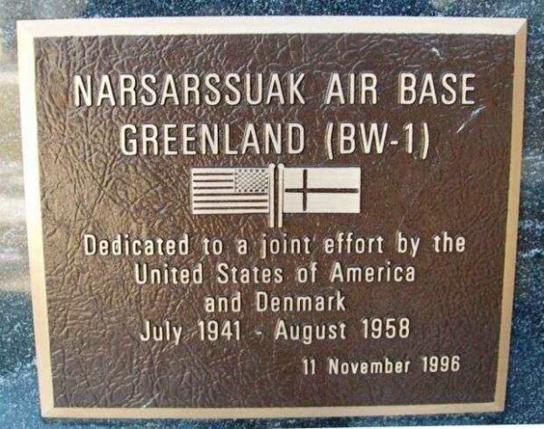 NARSARSSUAK AIR BASE GREENLAND (BW-1) MEMORIAL PLAQUE