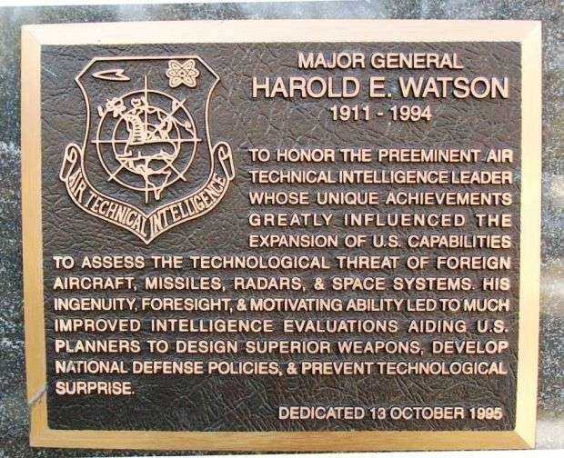 MAJOR GENERAL HAROLD E. WATSON MEMORIAL PLAQUE