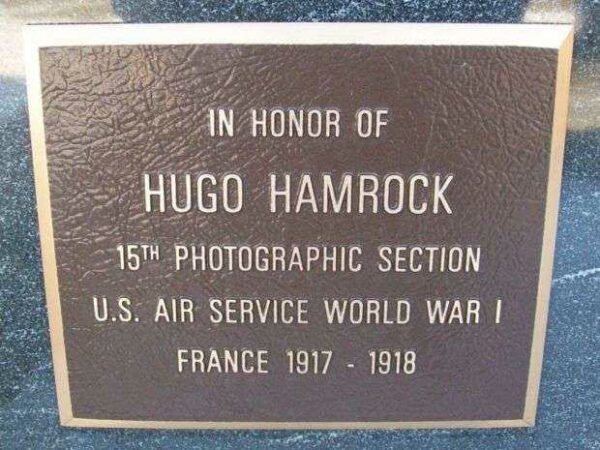 HUGO HAMROCK WAR MEMORIAL PLAQUE