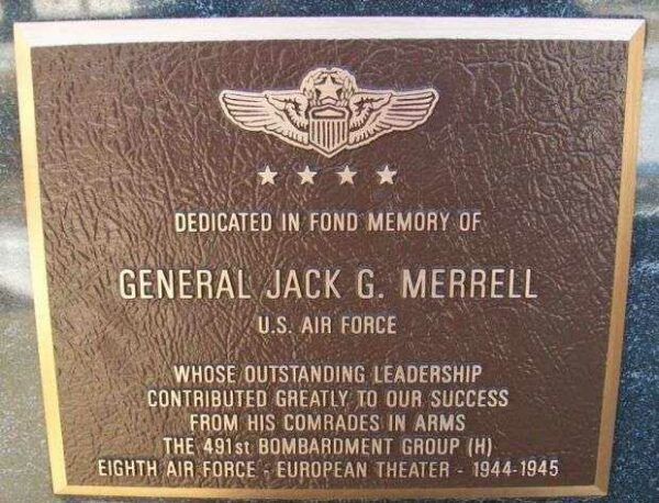 GENERAL JACK G. MERRELL WAR MEMORIAL PLAQUE