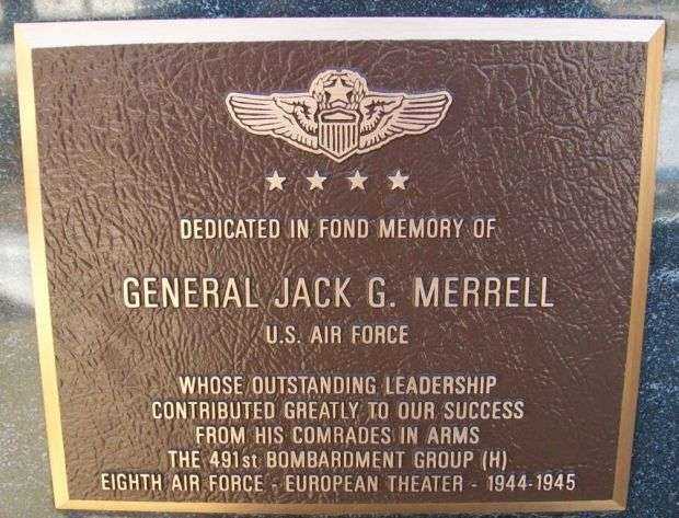 GENERAL JACK G. MERRELL WAR MEMORIAL PLAQUE