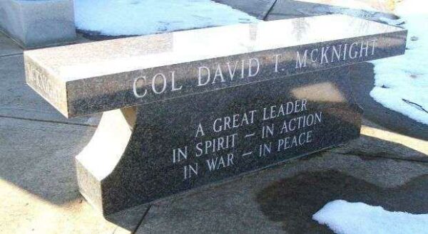 COL. DAVID T. MCKNIGHT WAR MEMORIAL BENCH BACK