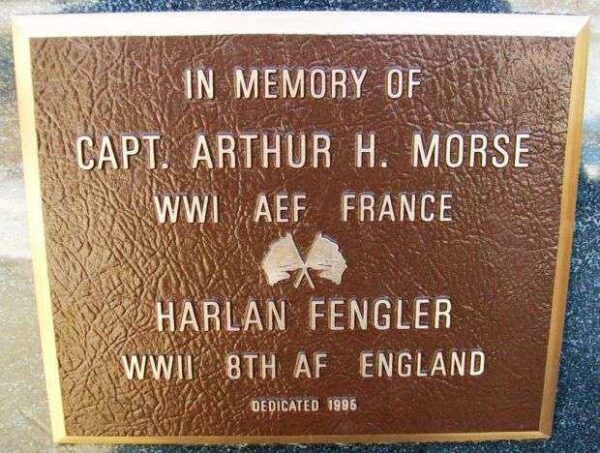 CAPT. ARTHUR H. MORSE AND HARLAN FENGLER WAR MEMORIAL PLAQUE