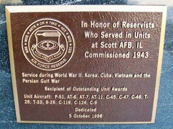 932ND AIRLIFT WING, WING AIR FORCE RESERVE WAR MEMORIAL PLAQUE