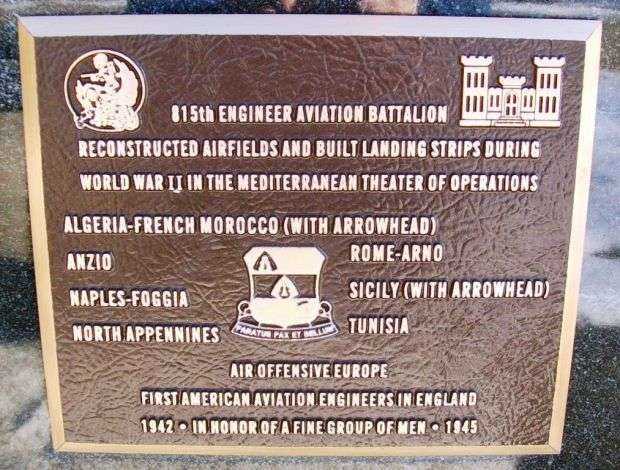 815TH ENGINEER AVIATION BATTALION WAR MEMORIAL PLAQUE