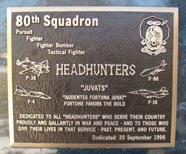 80TH SQUADRON WAR MEMORIAL PLAQUE