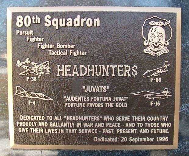 80TH SQUADRON WAR MEMORIAL PLAQUE