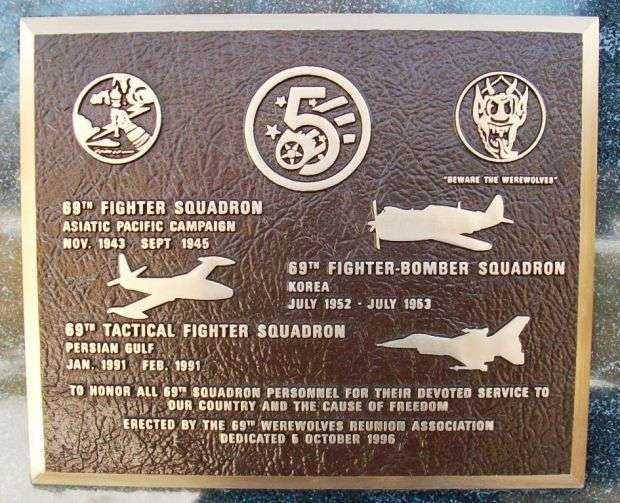69TH FIGHTER SQUADRON WAR MEMORIAL PLAQUE