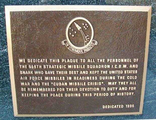 556TH STRATEGIC MISSLE SQUADRON WAR MEMORIAL PLAQUE