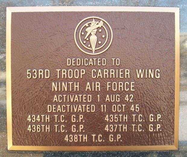 53RD TROOP CARRIER WING WAR MEMORIAL PLAQUE