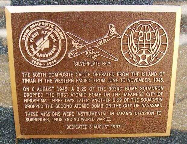 509TH COMPOSITE GROUP WAR MEMORIAL PLAQUE