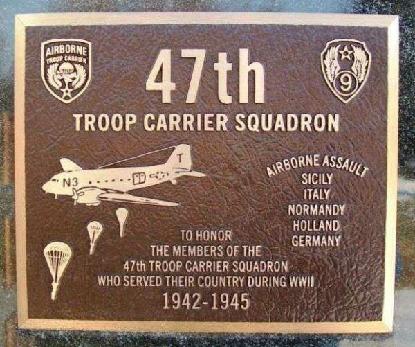 47TH TROOP CARRIER SQUADRON WAR MEMORIAL PLAQUE