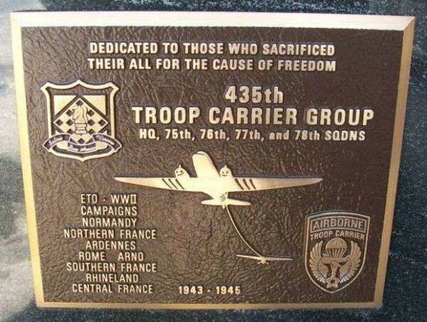 435TH TROOP CARRIER GROUP WAR MEMORIAL PLAQUE