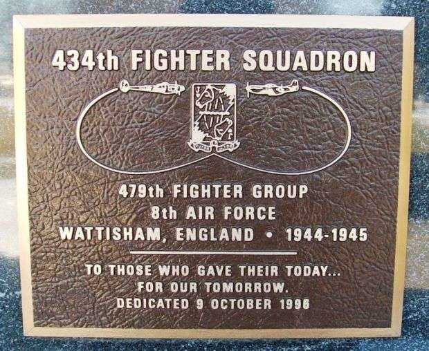434TH FIGHTER SQUADRON WAR MEMORIAL PLAQUE