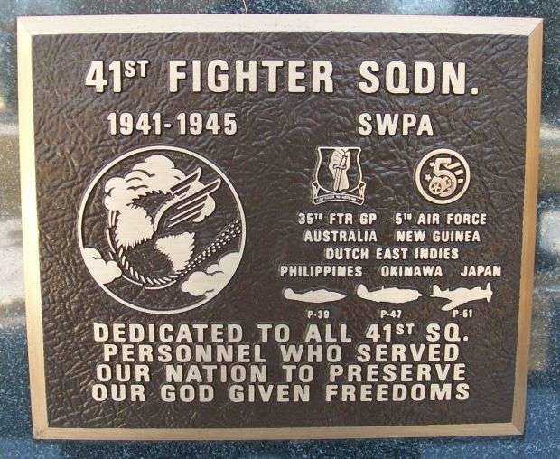 41ST FIGHTER SQDN. WAR MEMORIAL PLAQUE