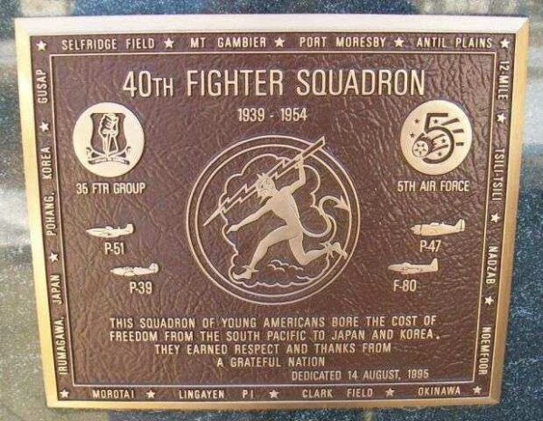 40TH FIGHTER SQUADRON WAR MEMORIAL PLAQUE