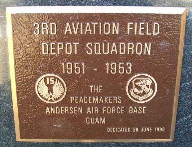 3RD AVIATION FIELD DEPOT SQUADRON WAR MEMORIAL PLAQUE