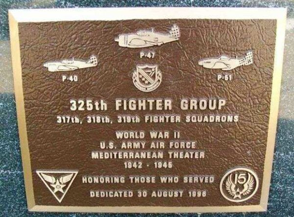 325TH  FIGHTER GROUP WAR MEMORIAL PLAQUE