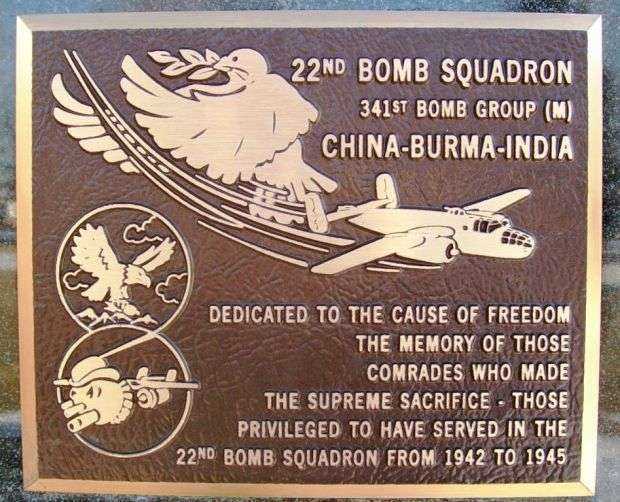 22ND BOMB SQUADRON WAR MEMORIAL PLAQUE