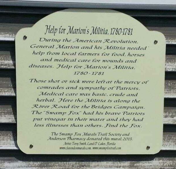 HELP FOR MARION’S MILITIA, 1780-1781 MEMORIAL MURAL PLAQUE