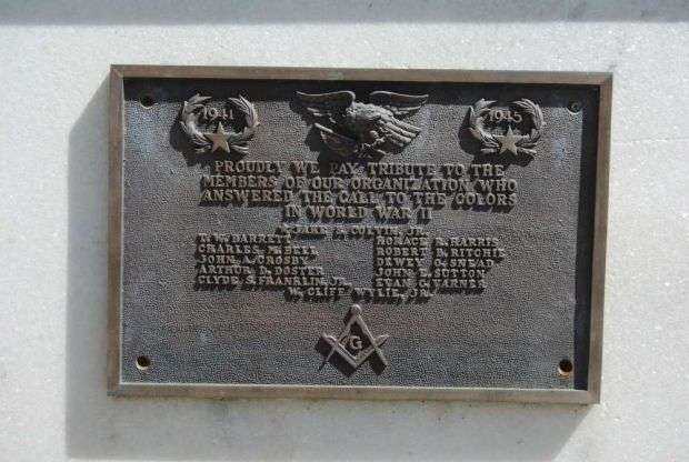 CHESTER LODGE WORLD WAR II HONOR ROLL MEMORIAL PLAQUE