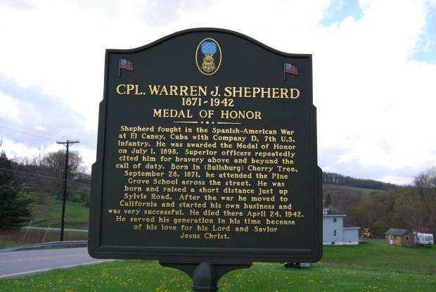 CPL. WARREN J. SHEPHERD MEDAL OF HONOR MEMORIAL MARKER