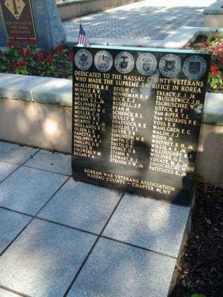 NASSAU COUNTY KOREAN WAR MEMORIAL RIGHT SIDE PLAQUE