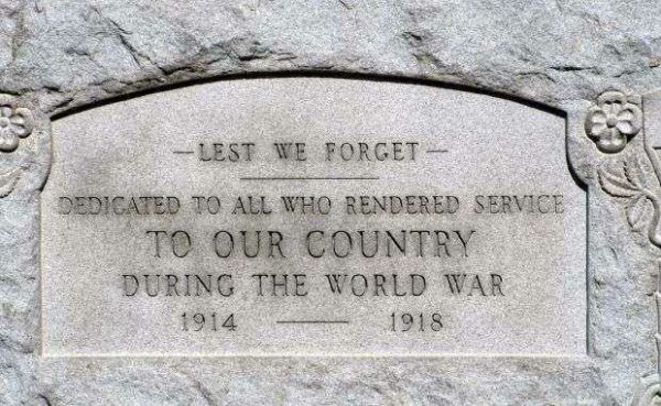 WOODHILL CEMETERY WAR VETERANS MEMORIAL DEDICATION STONE A