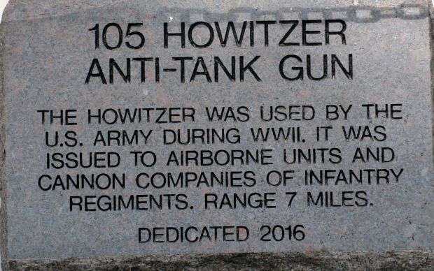 105 HOWITZER ANTI-TANK GUN MEMORIAL DEDICATION STONE