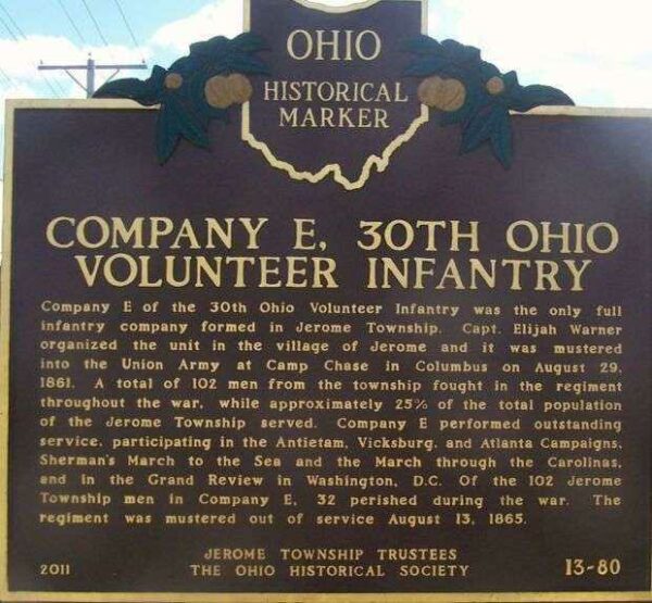 COMPANY E, 30TH OHIO VOLUNTEER INFANTRY MEMORIAL MARKER