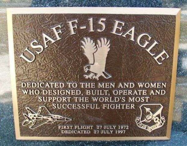 USAF F-15 EAGLE WAR MEMORIAL PLAQUE