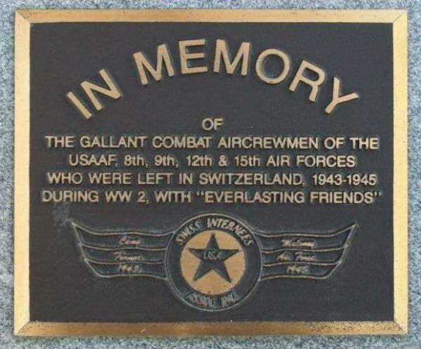 SWISS INTERNEES ASSOCIATION WAR MEMORIAL PLAQUE