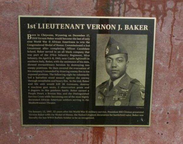 1ST LIEUTENANT VERNON J. BAKER MEDAL OF HONOR WAR MEMORIAL PLAQUE