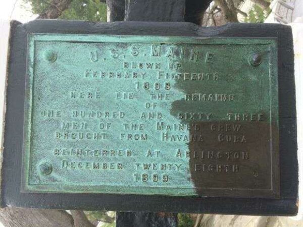 U.S.S. MAINE MEMORIAL ANCHOR PLAQUE