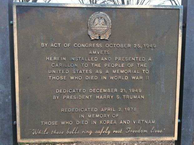 ARLINGTON NATIONAL CEMETERY MEMORIAL CARILLON PLAQUE