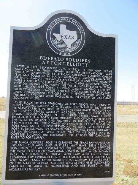 BUFFALO SOLDIERS AT FORT ELLIOTT MEMORIAL MARKER
