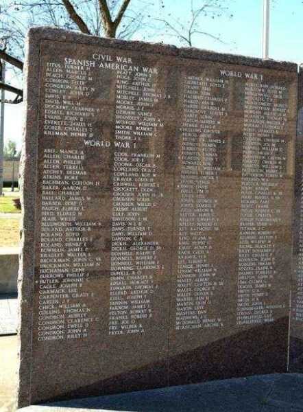 THROCKMORTON COUNTY VETERANS MEMORIAL HONOR ROLL STONE A