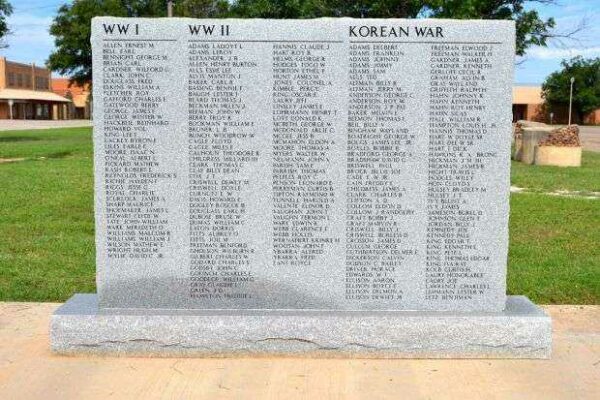 STONEWALL COUNTY VETERANS MEMORIAL HONOR ROLL STONE E
