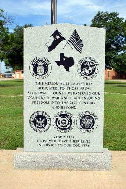 STONEWALL COUNTY VETERANS MEMORIAL DEDICATION STONE