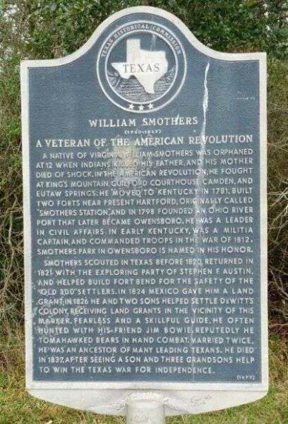 WILLIAM SMOTHERS REVOLUTIONARY WAR MEMORIAL MARKER