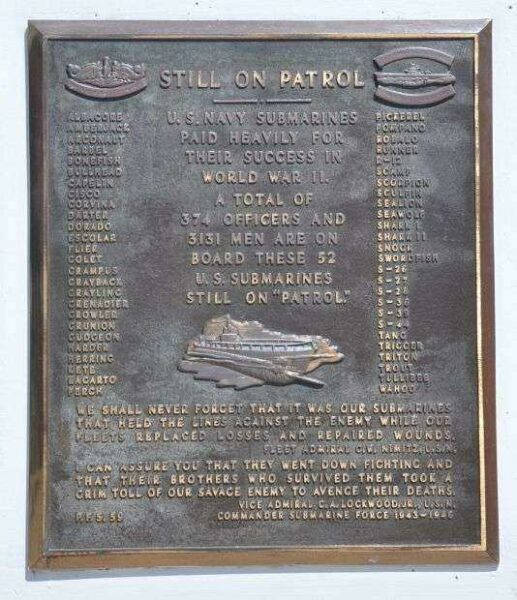 U.S. SUBMARINE VETERANS W.W. II NATIONAL MEMORIAL WEST PLAQUE 2