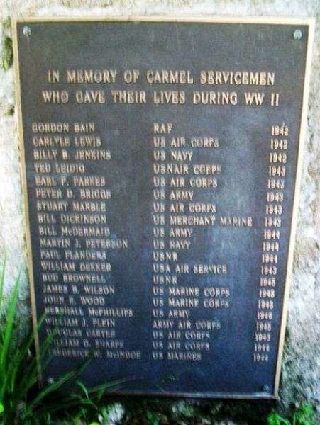 CARMEL WORLD WAR II MEMORIAL PLAQUE