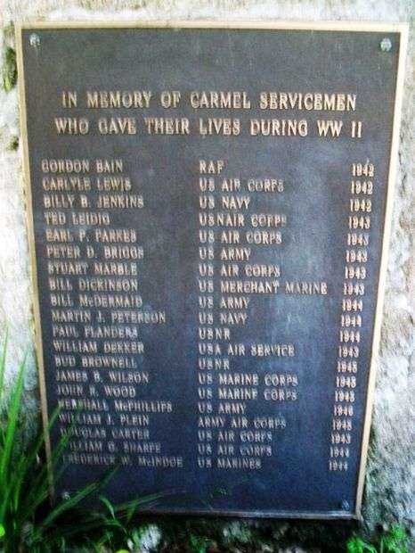 CARMEL WORLD WAR II MEMORIAL PLAQUE