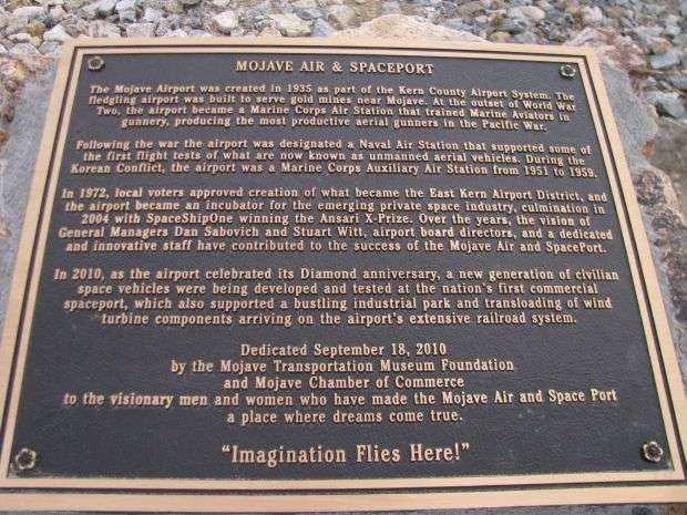 MOJAVE AIR & SPACEPORT MEMORIAL PLAQUE