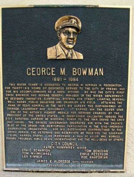 GEORGE M. BOWMAN WAR MEMORIAL PLAQUE